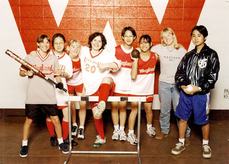 1997: Wayland Academy - a mixed sports picture with friends. Daisuke and I didn't seem to want to wear the school colours (red &amp; white), haha!